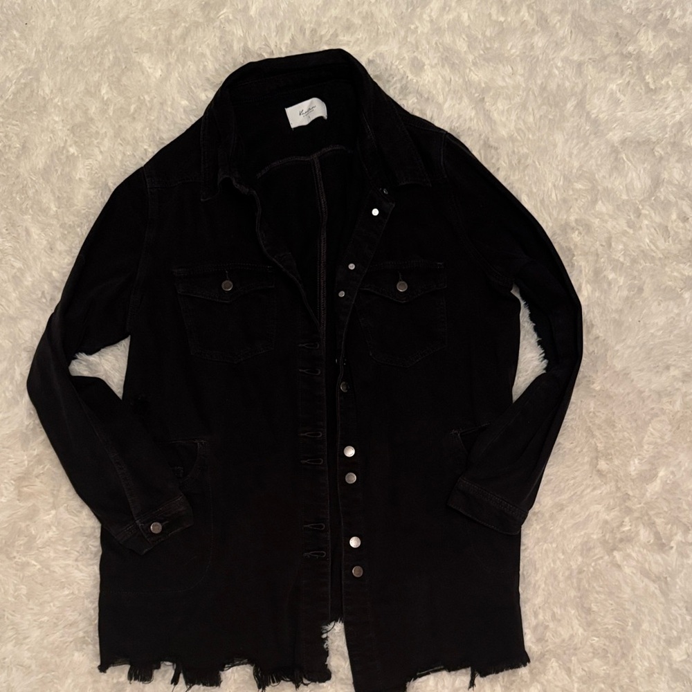 Kancan Black Distressed Denim Jacket